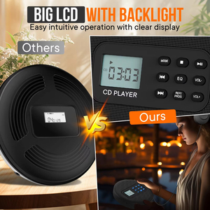 Lecteur CD portable rechargeable anti-skip personnalisé en usine avec haut-parleurs stéréo doubles intégrés, modes sonores EQ, chargement USB, lecteur CD personnel - Product Image 3