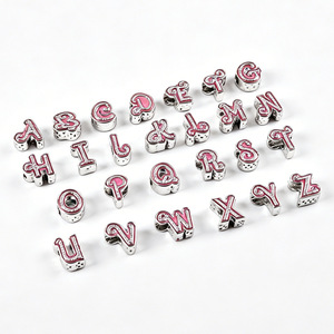 Directo de Fábrica: Cuentas de Aleación Rosas con Letras y Diamantes de Imitación, de Orificio Grande, Accesorios DIY para Pulseras de Dijes, Estilo de Dibujos Animados - Product Image 2