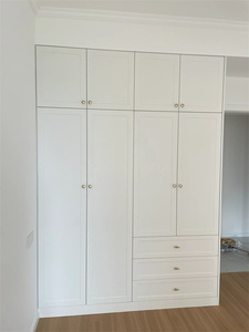 Armoire de chambre européenne <span class=keywords><strong>Placard</strong></span> blanc sur mesure <span class=keywords><strong>avec</strong></span> porte Ample rangement Construction en bois massif pour chambre à coucher - Product Image 3