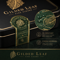 Autocollants de luxe personnalisés pour bandes de cigares, étiquettes gaufrées en feuille d'or pour un branding haut de gamme, autocollants étanches.