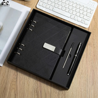 Coffret Cadeau Luxe Personnalisé : Carnet A5 en Cuir Rigide à Reliure Amovible et Stylo pour Bureau et Entreprise