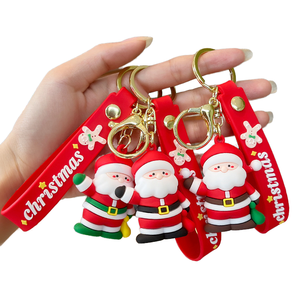 Llavero de Papá Noel, Lindo Llavero Navideño 3D de PVC, Correa de Muñeca con Colgante de Feliz Navidad, Regalo de Navidad, Dropshipping - Product Image 1