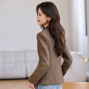 Women's Wool Blazer Maroon Solid Color Slim Fit Anti-Wrinkle Autumn Winter 2025 - Product Image 4