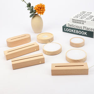 Noyer noir carré lumière chaude bois massif Base lumineuse stockage interrupteur tactile <span class=keywords><strong>LED</strong></span> cristal aquarium support de <span class=keywords><strong>lampe</strong></span> veilleuse - Product Image 4