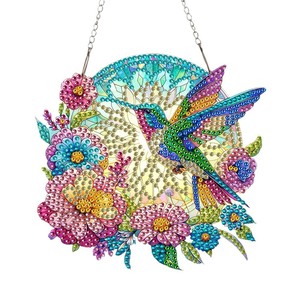 Nouveau produit : Peinture <span class=keywords><strong>diamant</strong></span> effet miroir, Matériau acrylique, Plaque de porte en <span class=keywords><strong>diamant</strong></span> de cristal simple face, Colibri coloré - Product Image 5