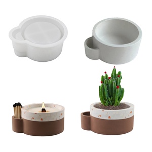 Moule en silicone <span class=keywords><strong>3D</strong></span> grand format, élaboré, brillant, <span class=keywords><strong>à</strong></span> motif cylindrique avec oreilles, facile <span class=keywords><strong>à</strong></span> utiliser, pour la création de vases DIY en ciment, résine, mousse ou plantes succulentes - Product Image 1