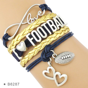 Infinity Love Bracelets en cuir <span class=keywords><strong>de</strong></span> perles pour hommes pour les fans <span class=keywords><strong>de</strong></span> rugby <span class=keywords><strong>de</strong></span> football meilleurs amis grand-mère joueurs Bracelet à breloques <span class=keywords><strong>de</strong></span> mode - Product Image 2