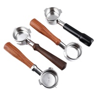 Porte-filtre à expresso sans fond de luxe en acier inoxydable poli avec manche en bois écologique 54 mm pour Breville en stock