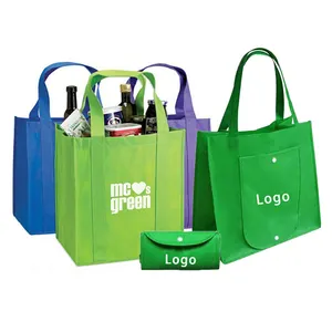 Kunden spezifische umwelt freundliche nachhaltige recycelte pp Stoff Ultraschall Vlies Taschen wieder verwendbare faltbare Vlies Einkaufstasche
