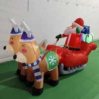 Grande luge gonflable de Noël avec deux rennes et éclairage LED, décoration de jardin pour les fêtes