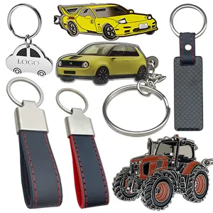 个性化豪华碳纤维不锈钢定制升华皮革标志品牌汽车造型钥匙扣带标志钥匙扣