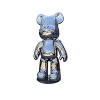 Statue d'ours violent grandeur nature personnalisée pour la décoration artistique de la maison, sculpture en acier inoxydable poli miroir
