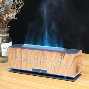 Humidificateur ultrasonique à télécommande avec effet <span class=keywords><strong>flamme</strong></span> 3D, design grain de bois et motif épi de blé, silencieux, diffuseur d'arômes coloré pour chambre et bureau - Product Image 2