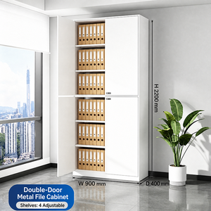 Minimalist White Filing Cabinet 2 Doors 2 <b>Drawers</b> 3 Shelves <b>Office</b> Furniture Home <b>Office</b> Freestanding MDF Storage <b>Unit</b> - Product Image 5
