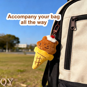 QY Customized Mini Plush Ice Cream Keychain Soft Stuffed Animal <b>Bag</b> Charm Backpack Pendant <b>Key</b> <b>Ring</b> Promotional Gift Wholesale - Product Image 3