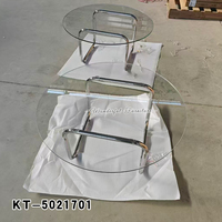 Italienischer Moderner Minimalistischer Couchtisch aus Gehärtetem Glas und Edelstahl, Rund und Kreativ