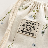 Sac de shopping en toile carrée de haute qualité avec cordon de serrage, logo personnalisé imprimé, sac à cosmétiques en toile de coton, pochette cadeau anti-poussière pour maquillage