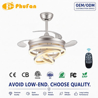 Ventilateur de plafond sans pales rétractable avec lumière, 3 pales, télécommande, LED dimmable, modes de changement de couleur, moteur DC 6 vitesses, moderne, pour salon