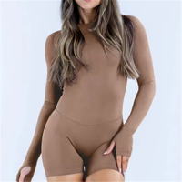 NCLAGEN Combinaison de sport une pièce sans couture à manches longues pour femme, dos nu, pour yoga et fitness