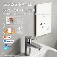 Enchufe de Pared Inteligente WiFi Tuya, Interruptor de Luz Smart Life, Enchufe Universal Tailandés, Panel de Vidrio con Sensor Táctil, Compatible con Alexa y Google Home