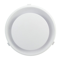 Diffuseur de plafond rond blanc en ABS avec disque central réglable et fixation par clip à ressort pour alimentation en air frais par conduit circulaire