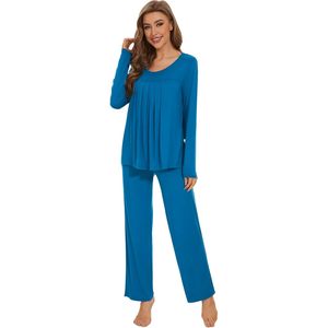 Ensemble pyjama femme personnalisé, haut à manches longues et pantalon, vêtements de nuit en viscose de bambou doux, 2 pièces, tailles S-XXL - Product Image 2