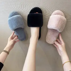 Sandales à lanières en cuir pour enfants, pantoufles d'hôtel, pantoufles décontractées pour enfants, pantoufles blanches d'hiver, <span class=keywords><strong>fourrure</strong></span> synthétique moelleuse - Product Image 1