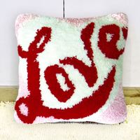 Kits de crochet à la main personnalisés pour adultes débutants : Toile pré-imprimée pour l'art du fil et l'artisanat, motifs Cœur Arc-en-ciel, pour coussins et tapis