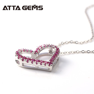 as mujeres de <span class=keywords><strong>la</strong></span> plata esterlina 925 Rubi corindón forma de corazón de joyería de compromiso regalos de Día de las madres - Product Image 4