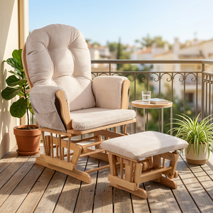 Cross-border hot sale low price Nursery Glider, Solid Wood Craftsmanship, Smooth-Gliding Nursery <b>Chair</b> with Ottoman - Product Image 1