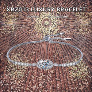 Bracelet en argent sterling 925 de luxe réglable XRZ013 avec moissanite couleur D 1 carat, bijoux fins pour femmes et filles pour les mariages - Product Image 2