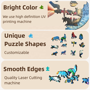 Rompecabezas de Madera con Diseño de Zorro Estilo Boho Chic con Patrones Florales Étnicos para Decoración Creativa del Hogar y Regalos de Cumpleaños Únicos - Product Image 6