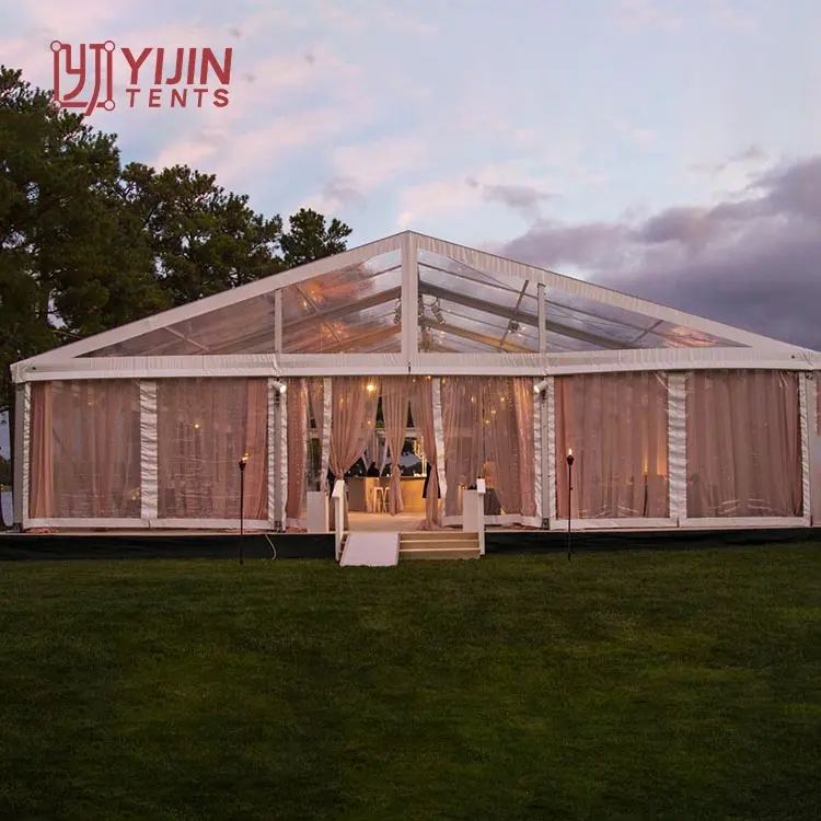 Tenda de alumínio transparente para teto, tenda marquee para eventos de casamento ao ar livre com 10x25m
