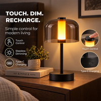Lampe de table rétro à LED rechargeable à intensité variable avec contrôle tactile progressif, idéale pour chambre, salon, chambre d'amis - Offre Spéciale