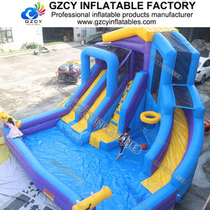 Gran parque acuático con <span class=keywords><strong>tres</strong></span> toboganes con piscina, Castillo de combinación inflable para disparar - Product Image 2