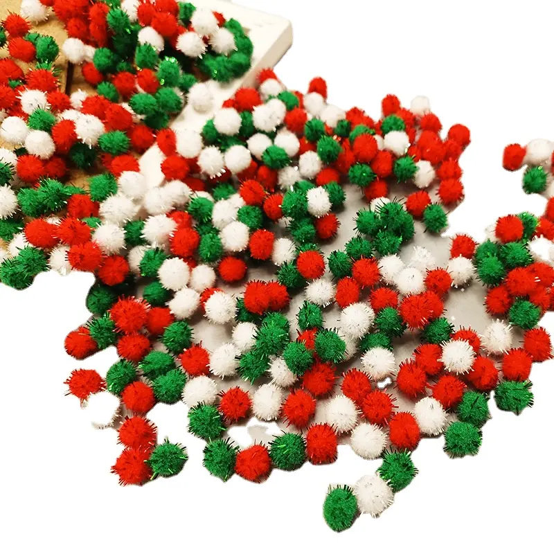 Hete Verkoop Multi-Gekleurde Glitter Pompons Voor Kunst En Handwerk Zachte & Pluizige Puff Ballen Perfect Voor Kinderen School En Thuis