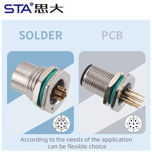 Nhà Máy M12 không thấm nước IP67 hàng không cắm hàn hợp kim kẽm Nam Nữ Gắn ổ cắm 2 3 4 5 6 8 12 17pins B D mã kết nối - Product Image 3