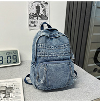 Ransel Uniseks Denim Gaya Jepang untuk Jalan-Jalan, Sederhana, Serbaguna, Artistik, Kasual, Tahan Lama, Tas Sekolah, Tas Perjalanan