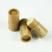 Tube de papier baume à lèvres teinté Push up de taille mini emballage naturel en papier kraft de taille personnalisée sans plastique