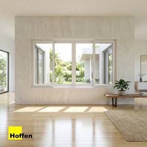 หน้าต่างบานเลื่อน Hoffen Pro uPVC ขนาดใหญ่ 240x110 ซม. กรอบสีขาว พร้อมมุ้งลวด กระจกบานเลื่อน กันน้ำ ผลิตในประเทศไทย - Product Image 1