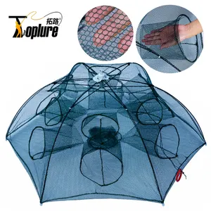 TOPLURE Fold 4-24 Holes Fish Shrimp and Crab Baits Cast Nylon Mesh Trap Fishing Shrimp Automatic Trap Fish Net