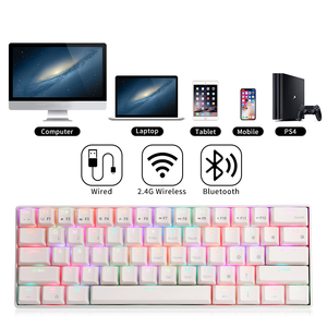 Real Kludger-Teclado mecánico RK61 para ordenador portátil, Teclado mecánico inalámbrico rgb de 60% gams, con 61 teclas, color blanco, 60, para videojuegos, azul y rojo, gk61 - Product Image 3