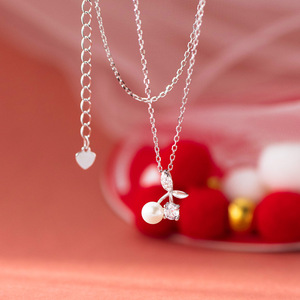 Collier en argent S925, design simple et exquis, petit collier de caractère, tendance, perle, beignets torsadés, Y02666 - Product Image 1