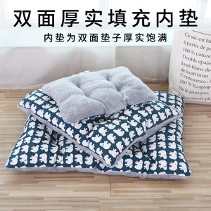 Coussin pour chien rectangulaire en lin épais double face, respirant, avec rembourrage en fibre de polyester, pour chiens, chats et autres animaux de compagnie - Product Image 2