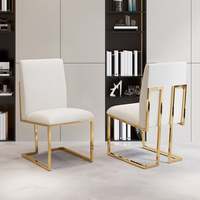 Chaise de salle à manger de luxe moderne en acier inoxydable doré, style élégant et décontracté pour la maison, la chambre, l'hôtel, la cuisine, l'école, la villa, l'appartement