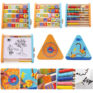 5 Sisi Rak Belajar Sempoa Multifungsi 4 In 1 Pendidikan Awal Puzzle Jigsaw Kayu Montessori
