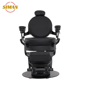Fauteuil de Barbier Électrique de Luxe Siman, Nouveau Modèle Amélioré en Cuir avec Base Ronde, Mobilier Classique de Salon pour Salon de Coiffure et Usage Masculin - Product Image 1