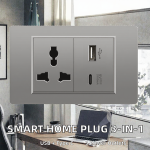 <b>Wall</b> <b>Socket</b> 1 Outlet With <b>USB</b> Port 5V 2100mA Standard Grounding 220V 10A Residential Use - Product Image 2