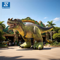 Model Dinosaurus Tiup Raksasa, Tyrannosaurus Rex Tiup, Cocok untuk Dekorasi Iklan Bertema Jurassic