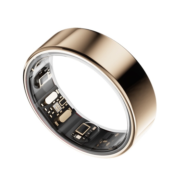 X6B Gold Smart Ring for Health Assessment Heart Rate Blood Oxygen Monitor Stainless Steel Smart Sleep Ring for Men Women